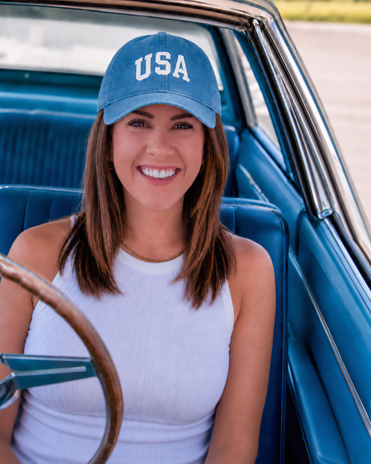Patriotic USA Embroidered Denim Baseball Cap