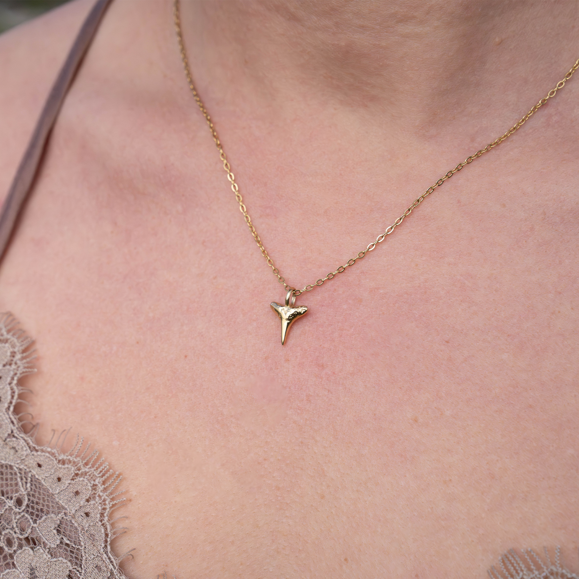 Gold shark tooth on sale necklace